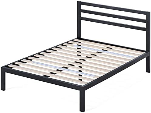 Photo 1 of ZINUS Mia Metal Platform Bed Frame with Headboard / Wood Slat Support / No Box Spring Needed / Easy Assembly, King, Black

