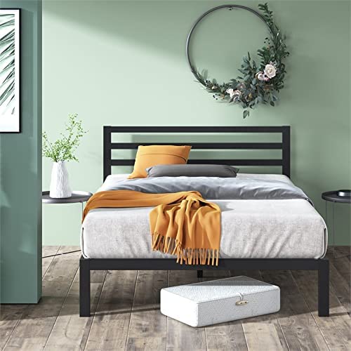 Photo 2 of ZINUS Mia Metal Platform Bed Frame with Headboard / Wood Slat Support / No Box Spring Needed / Easy Assembly, King, Black
