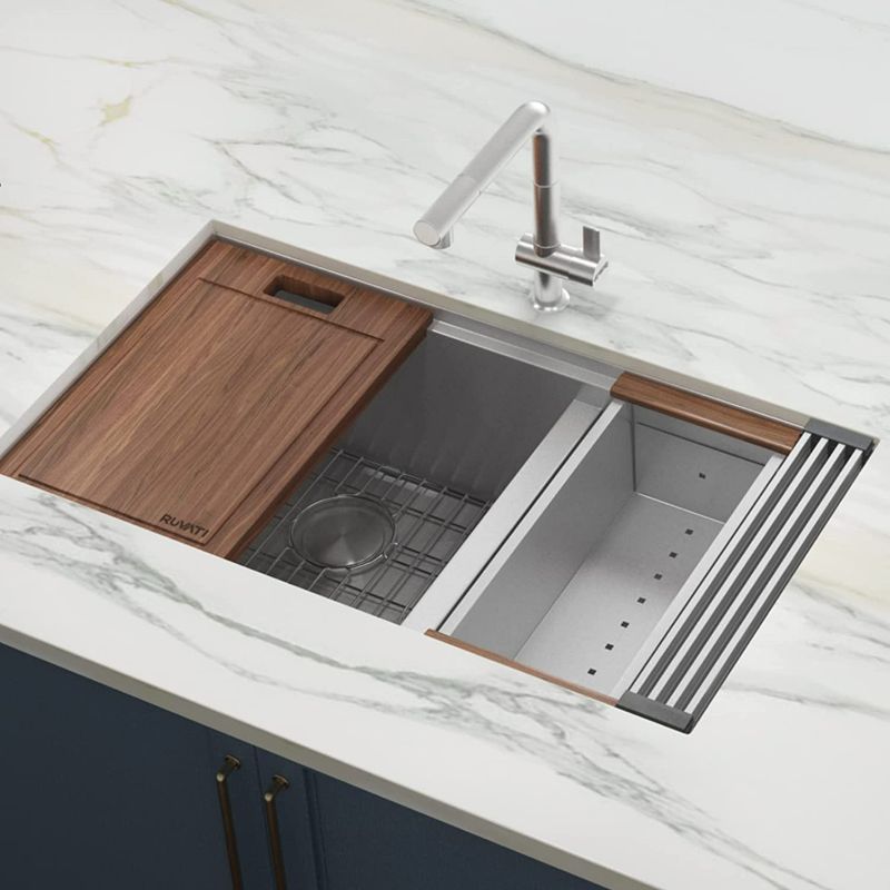 Photo 1 of Ruvati 36-inch Workstation 60/40 Double Bowl Undermount 16 Gauge Stainless Steel Kitchen Sink - RVH8359
