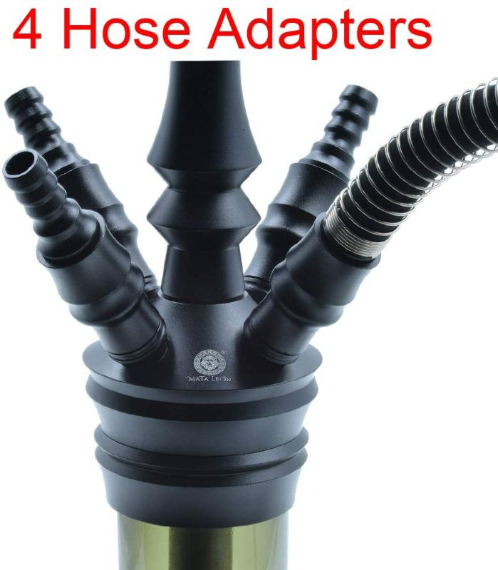 Photo 5 of Complete Hookah Set with Everything - 4 Hookah Hose Portable Glass Hookahs Set with Washable Clay Hooka Bowl Coal Tongs Silicone Bong Aluminum Stem with Diffuser for Narguile Smoking

