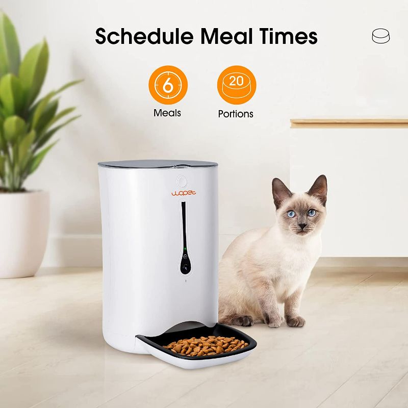 Photo 5 of WOPET Automatic Cat Feeder with Camera,7L App Control Smart Feeder Cat Dog Food Dispenser,6-Meal Auto Pet Feeder with Timer Programmable,HD Camera for Voice and Video Recording
