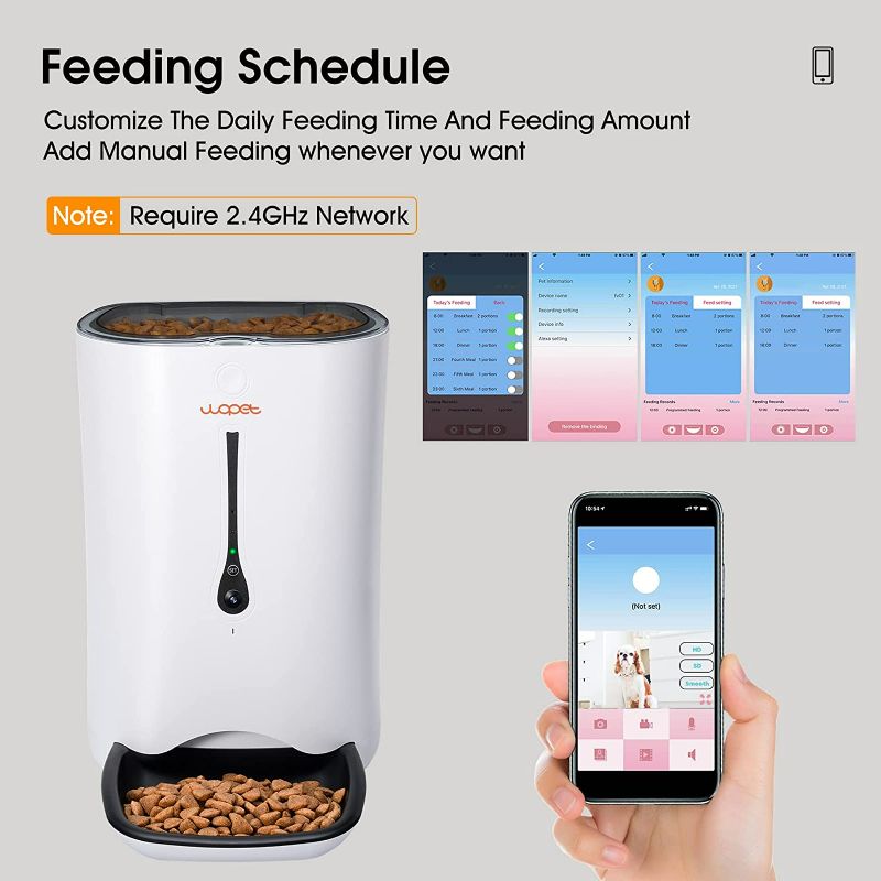 Photo 6 of WOPET Automatic Cat Feeder with Camera,7L App Control Smart Feeder Cat Dog Food Dispenser,6-Meal Auto Pet Feeder with Timer Programmable,HD Camera for Voice and Video Recording
