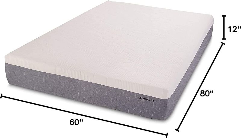 Photo 3 of Amazon Basics Cooling Gel-Infused, Medium-Firm Memory Foam Mattress, CertiPUR-US Certified - Queen Size, 12 Inch