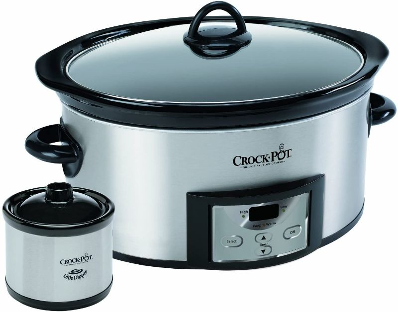 Photo 2 of Crock-Pot 6-Quart Countdown Programmable Oval Slow Cooker with Dipper, Stainless Steel, SCCPVC605-S