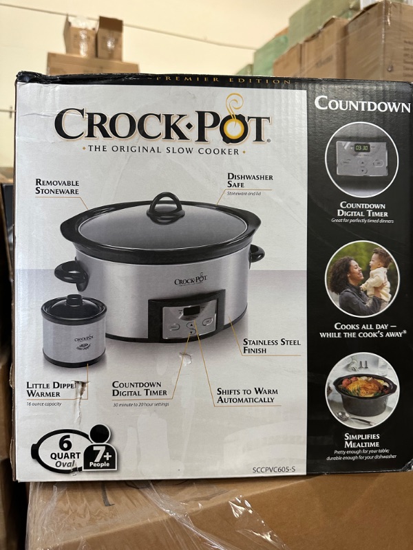 Photo 5 of Crock-Pot 6-Quart Countdown Programmable Oval Slow Cooker with Dipper, Stainless Steel, SCCPVC605-S
