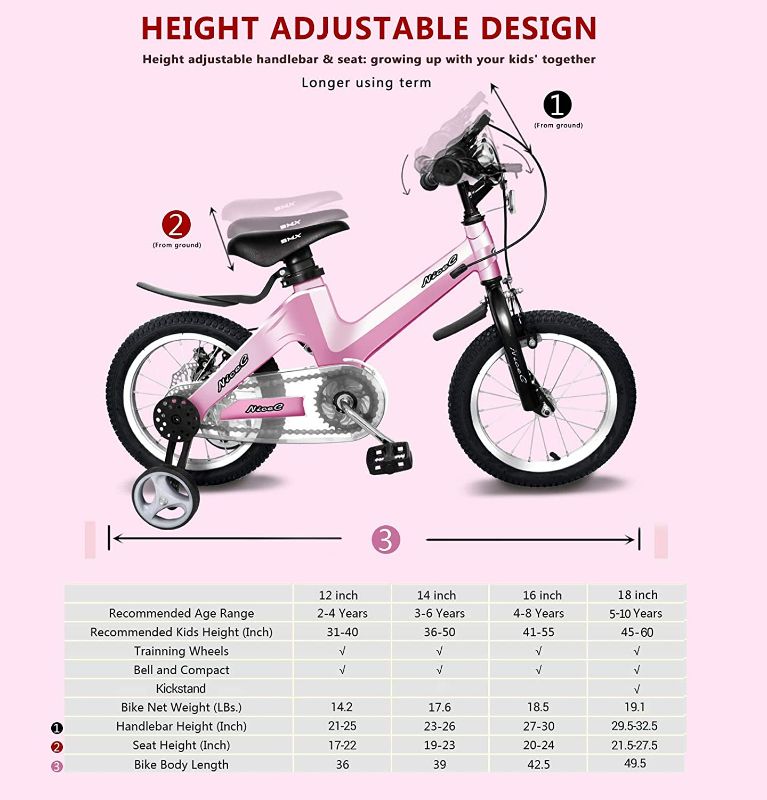 Photo 3 of Nice C Training Wheel Bike, Kids Bike Boys Girls, BMX Mountain with Dual Disc Brake 12-14-16-18 inch