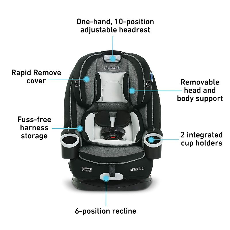 Photo 4 of Graco 4Ever DLX 4 in 1 Car Seat | Infant to Toddler Car Seat, with 10 Years of Use, Joslyn, 20x21.5x24 Inch