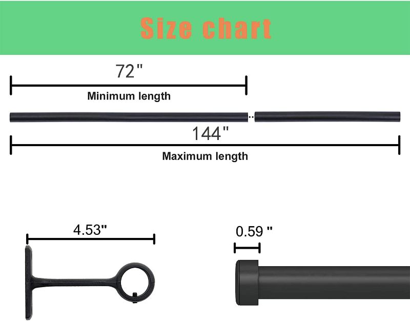 Photo 2 of 1 Inch Industrial Curtain Rod for 72-144 Inch Window Curtain Rod, Simple Curtain Rod, Black Curtain Rod, Outdoor Curtain Rod, Antique Curtain Rod, Room Divider Curtain Rod (72" to 144")