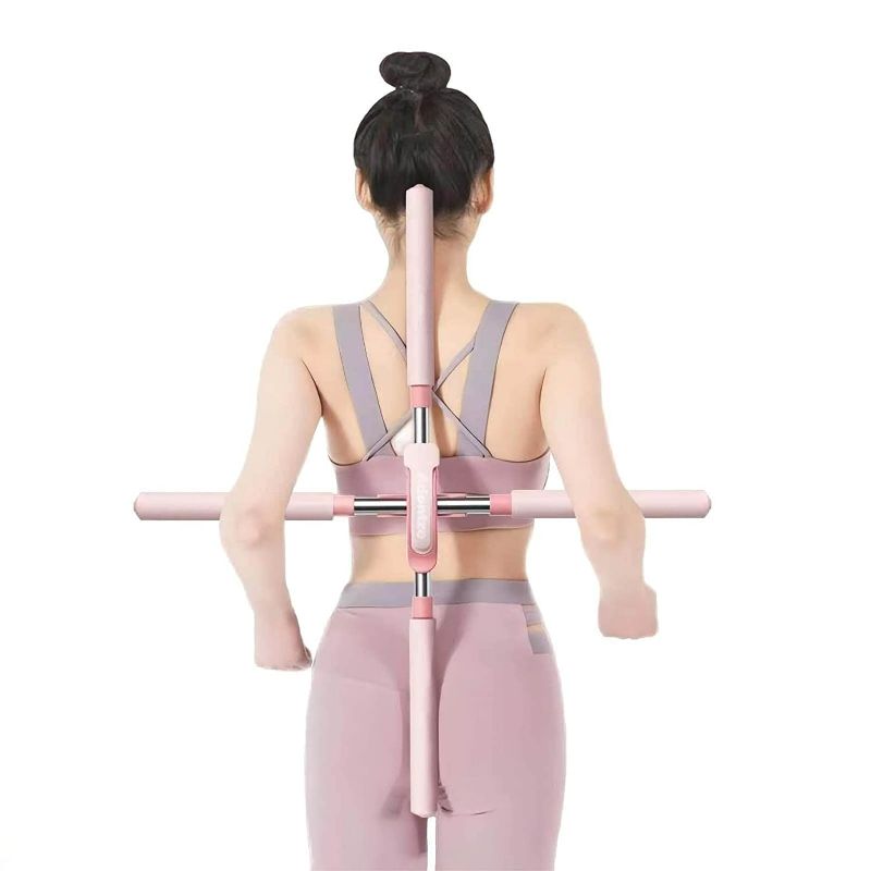 Photo 1 of Adontze Posture Corrector,yoga sticks stretching tool,yoga sticks for posture, retractable design for adult and child Back Brace Posture Corrector (Pink)