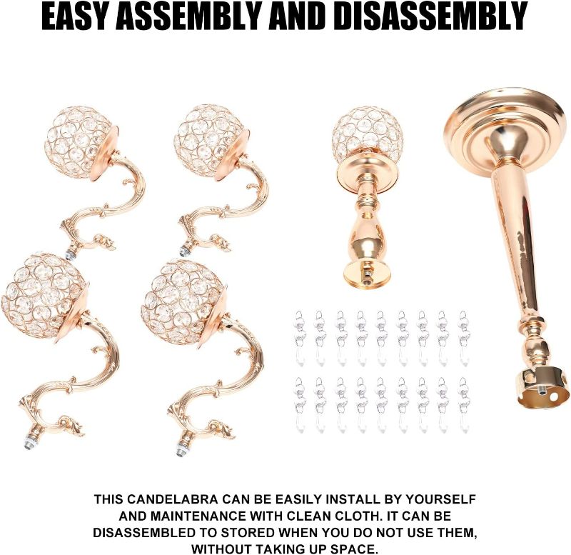 Photo 1 of 75cm/29.5inch Crystal Candelabra 5 Arms Crystal Candle Holders Classic Elegant Design with Crystal Drops Retro Candlestick Holder for Wedding Dinner Table Decoration Gifts