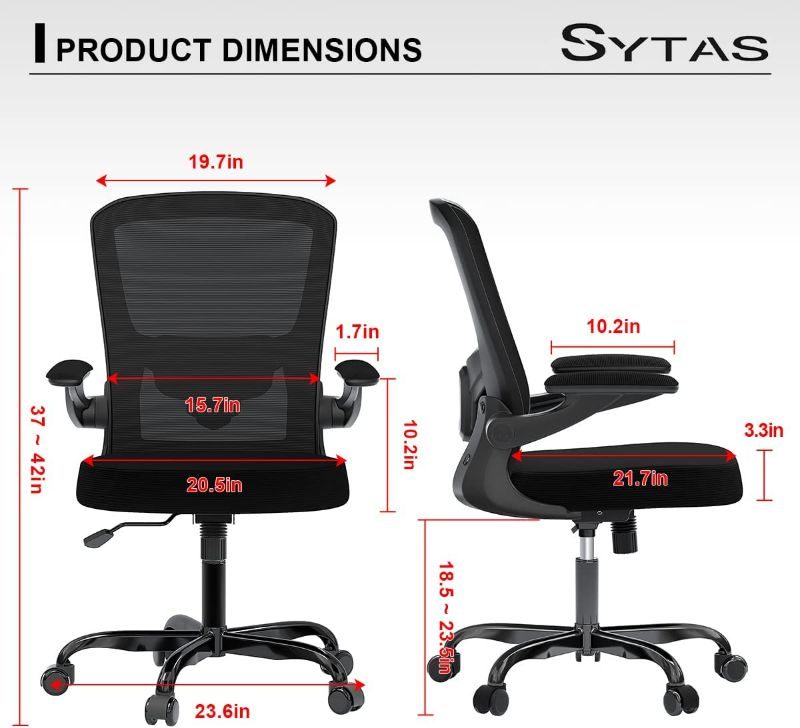 Photo 2 of Sytas Ergonomic Mesh Office Chair, Home Office Desk Chairs Ergonomic, Computer Chair Adjustable Lumbar Support