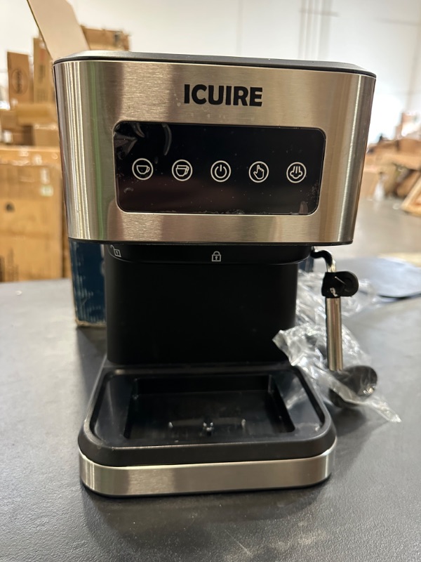 Photo 4 of ICUIRE Espresso Machine with Milk Frother, 20 Bar Pump Pressure Coffee Machine, 1.5L/50oz Removable Water Tank, 1050W Semi-Automatic Espresso/Latte/Cappuccino Machines for Home Barista, Office
