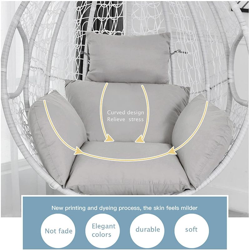 Photo 4 of Swing Egg Chair Cushion, Hanging Chair Cushions Add Warmth to Cold Winter, Foldable Cushion with Pillow, Hanging Egg Chair Pad for Patio /Swing /Hammock/Egg Chair, Replacement Washable
