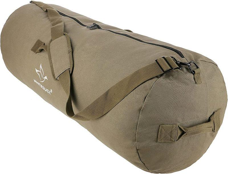 Photo 1 of WHITEDUCK HOPLITE Heavy Duty Military Canvas Duffel Bag, Military & Army Cargo Style, Foldable Tactical Outdoor Bag Duffle bag- Outdoors, Travel, Storage
