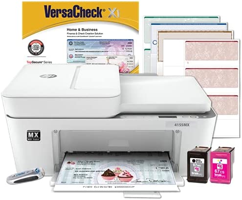 Photo 2 of HP DeskJet 4155 MX MICR All-in-One Check Printer Gold Check Printing Software Bundle,White