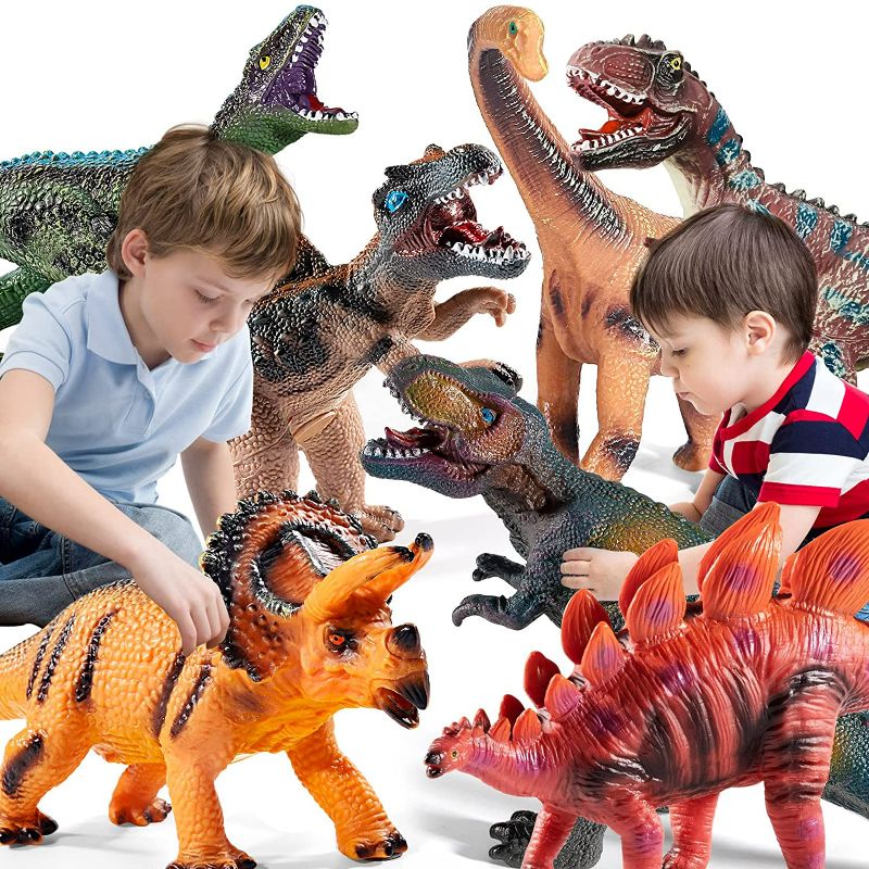Photo 2 of TEMI 7 Piece Jumbo Dinosaur Toys for Kids 3-5, Large Soft Dinosaur Toys for Dinosaur Lovers, Dinosaur Toys for Boys Kids Toddler Ages 5-7 Years, Perfect Dinosaur Party Favors, Birthday Gifts
