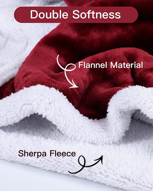 Photo 3 of Heated Throw Electric Blanket, 5 Heating Levels & 3 Hours Auto Shutdown, Heating Blanket Super Soft Flannel with Sherpa, ETL Certified Overheating Protection, Machine Washable - Red
