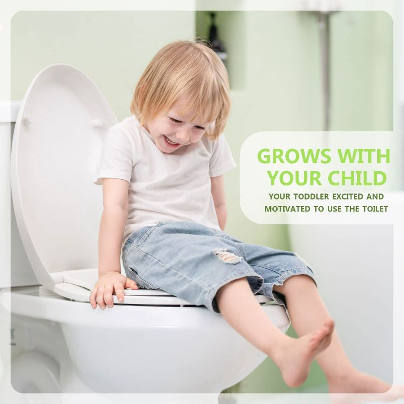 Photo 4 of WSSROGY Elongated Toilet Seat with Built in Potty Training Seat, Magnetic Kids Seat and Cover, Slow Close, Fits both Adult and Child, Plastic, White
