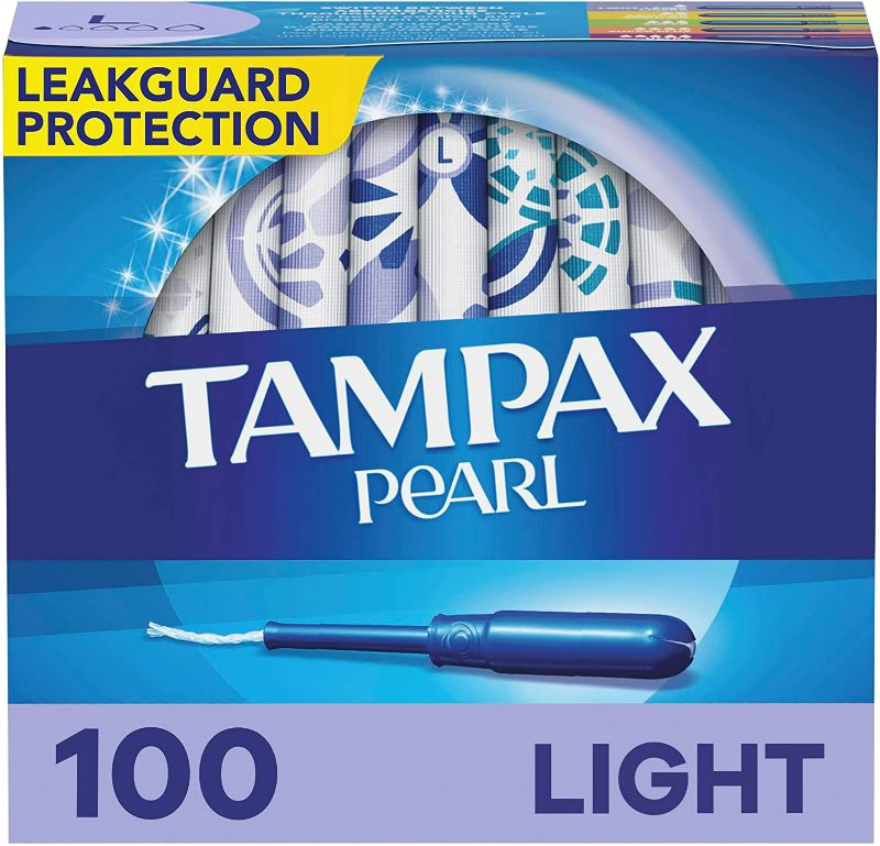 Photo 1 of Tampax Pearl Tampons Regular Absorbency, With Leakguard Braid, Unscented, 50 Count x 2 Packs (100 Count total)
