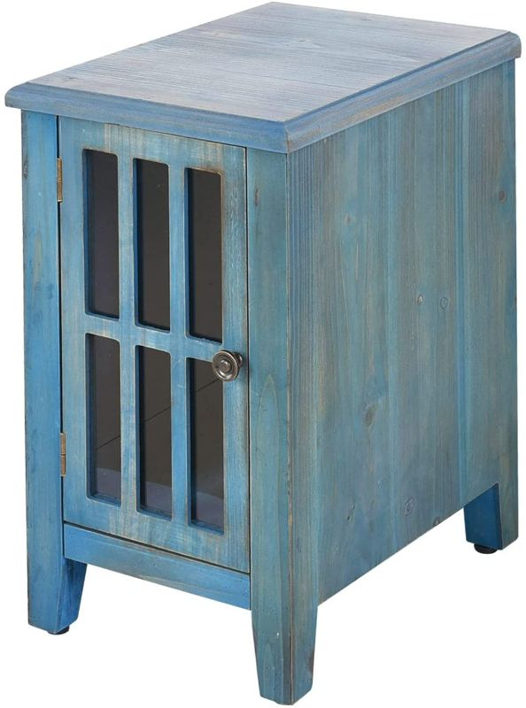 Photo 1 of XIUHUATX Nightstand End Table with 1 Drawer Solid Wood Side Table Easy Assembly Blue
