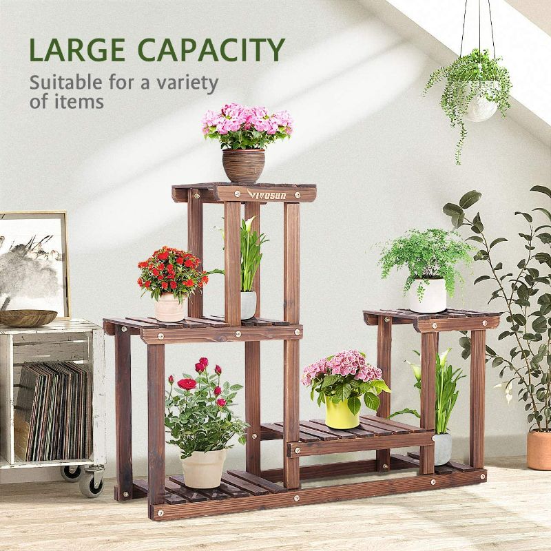 Photo 2 of VIVOSUN 4 Tier Wood Plant Stand High Low Shelves Flower Rack Display for Indoor Outdoor
