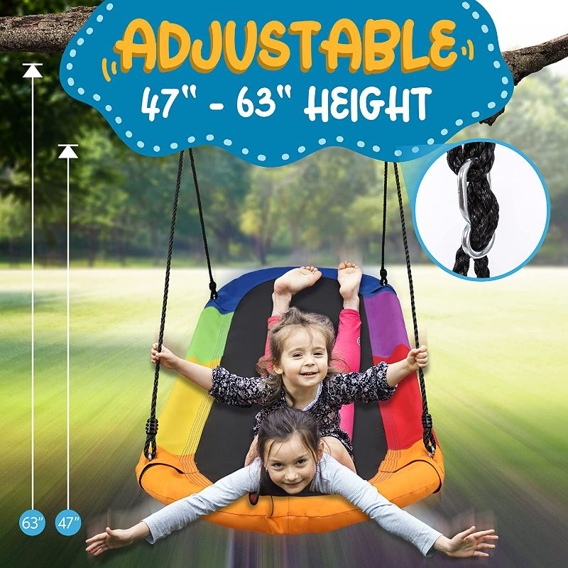 Photo 4 of SereneLife Giant Platform Swing 67” Mega Swinging Glider Kids Outdoor Backyard Tree Playhouse Playground Saucer Swing Set Accessories Surfer Mat Swingset
