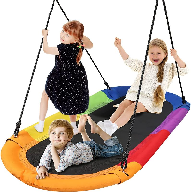 Photo 1 of SereneLife Giant Platform Swing 67” Mega Swinging Glider Kids Outdoor Backyard Tree Playhouse Playground Saucer Swing Set Accessories Surfer Mat Swingset
