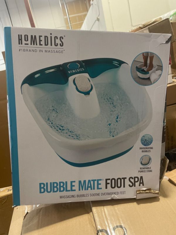 Photo 2 of HoMedics Bubble Mate Foot Spa, Toe Touch Controlled Foot Bath with Invigorating Bubbles and Splash Proof, Raised Massage nodes and Removable Pumice Stone