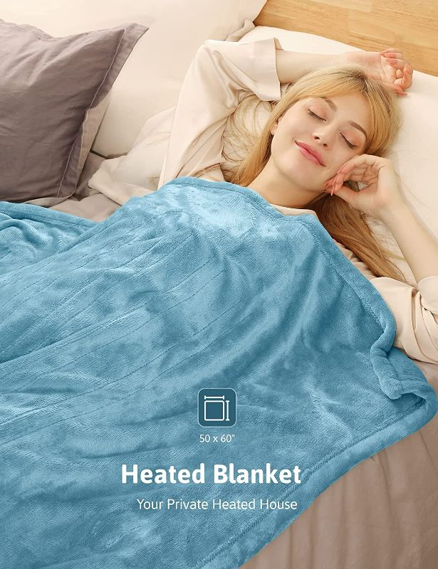 Photo 3 of Electric Heated Blanket Throw 50'' x 60'' Fast Heating Double-Layer Soft Flannel Blanket Full-Body Coverage 10 Heating Levels 3 Timer Settings& Auto-Off, Machine Washable
