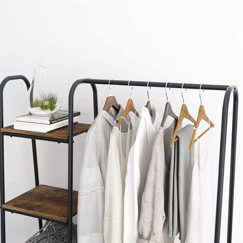 Photo 3 of soges Free-Standing Garment Racks Metal Clothing Rack with Storage Shelvels and Hanging Rod Closet Storage Organizer Clothing Rack Black,UT-011
