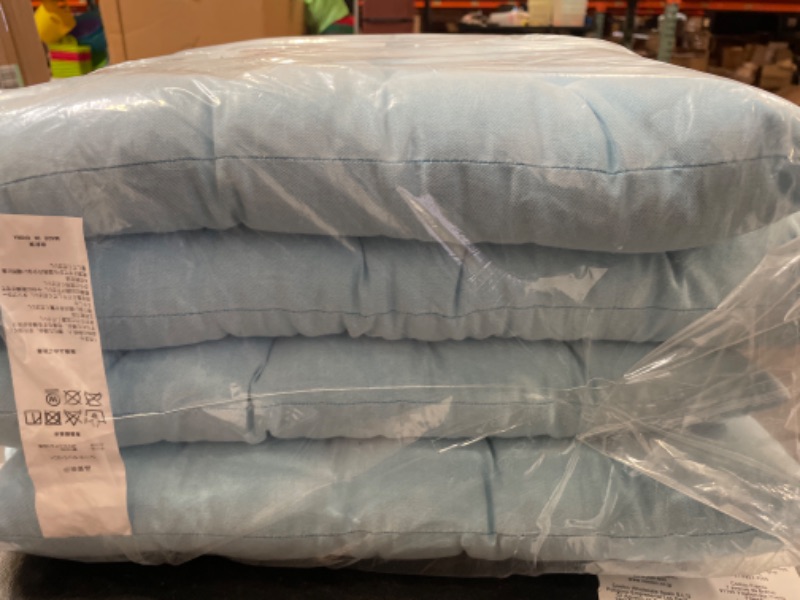 Photo 1 of LIGHT BLUE SEE SECOND PHOTO RECYCO Chair Cushions for Dining Chairs 4 Pack, Square Thick Chair Pads with Ties Non Slip, Soft and Comfortable Seat Cushion for Kitchen Dining Office Chair, 15.7" x 15.7",
