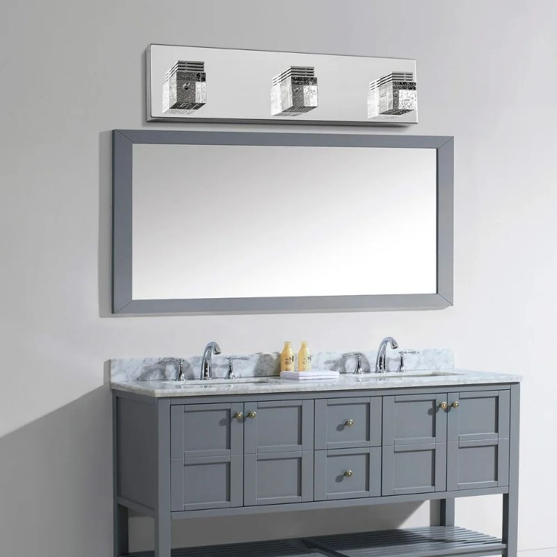 Photo 1 of Modern Square Luxury Crystal LED Bathroom Vanity Light Fixtures
