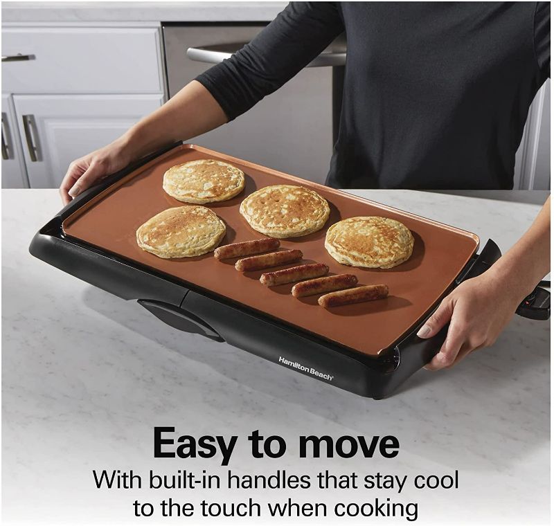 Photo 5 of Hamilton Beach 38518R Durathon Ceramic Griddle, 200 sq. in, Black
