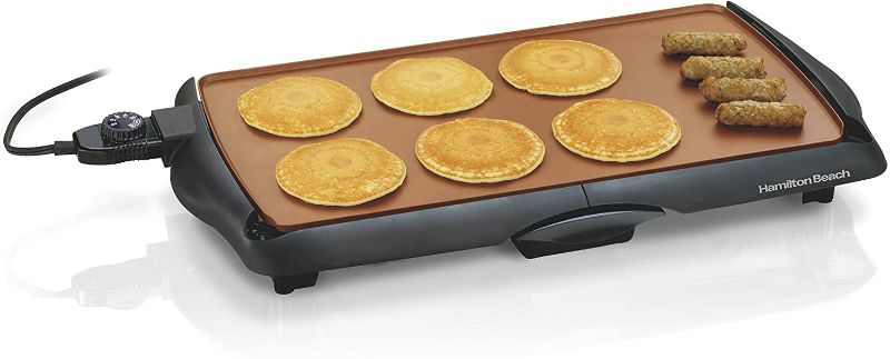 Photo 1 of Hamilton Beach 38518R Durathon Ceramic Griddle, 200 sq. in, Black
