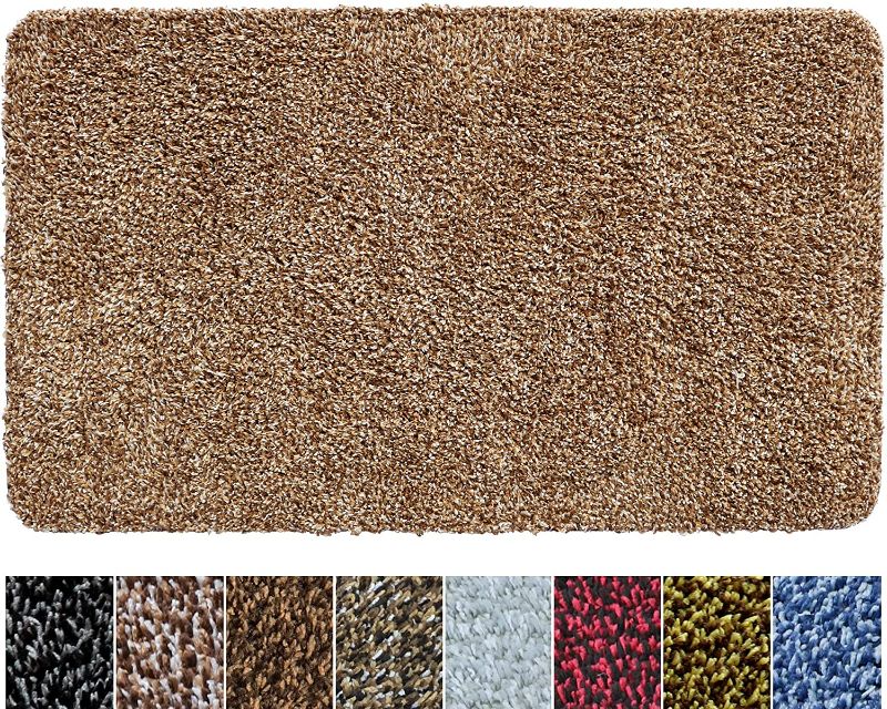 Photo 1 of IRONGECKO Original Durable Absorbs Microfiber Mud Indoor Mat (29.5x17) Heavy Duty Door mat | Easy Clean, Low-Profile Mats for Entry,High Traffic Areas. (17" x 29.5" (1pack), Beige)