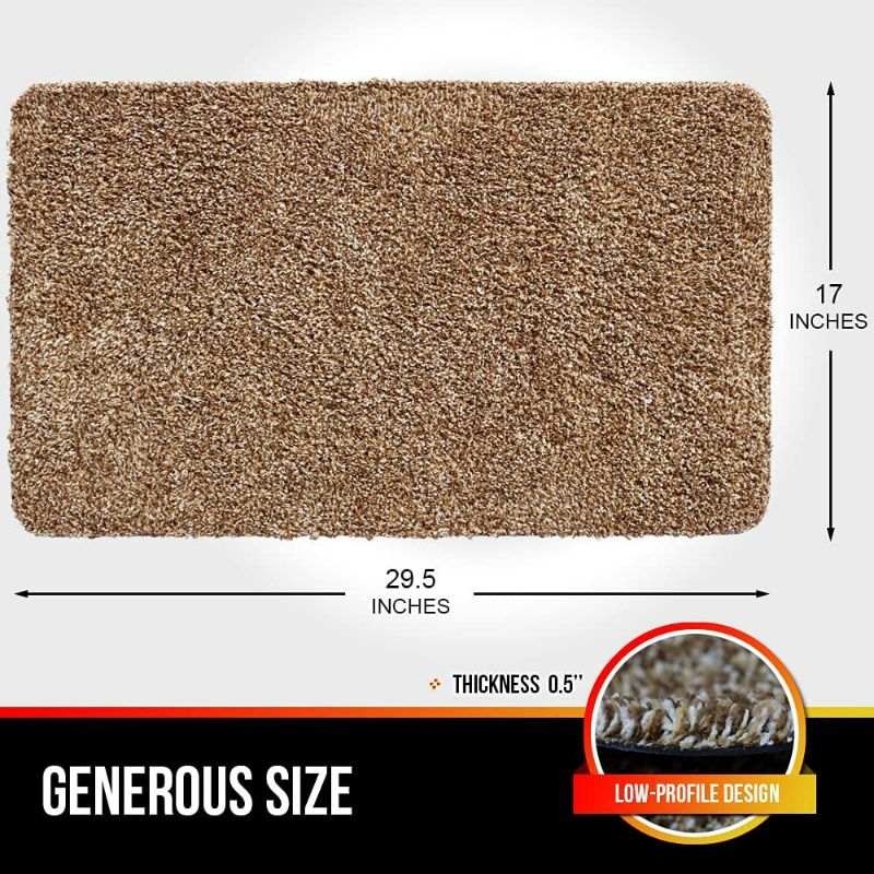 Photo 2 of IRONGECKO Original Durable Absorbs Microfiber Mud Indoor Mat (29.5x17) Heavy Duty Door mat | Easy Clean, Low-Profile Mats for Entry,High Traffic Areas. (17" x 29.5" (1pack), Beige)