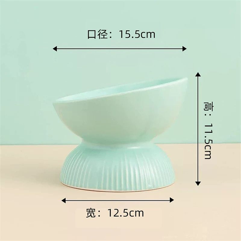 Photo 4 of Elevated Dog Cat Bowl Raised Ceramic Bowl, Non-Slip Base for Cats or Small Dogs (Color : Green, Size : 15.512.511.5cm)