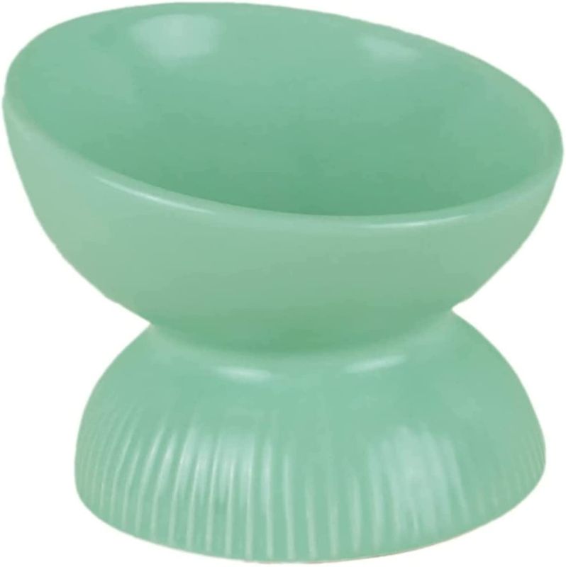 Photo 1 of Elevated Dog Cat Bowl Raised Ceramic Bowl, Non-Slip Base for Cats or Small Dogs (Color : Green, Size : 15.512.511.5cm)