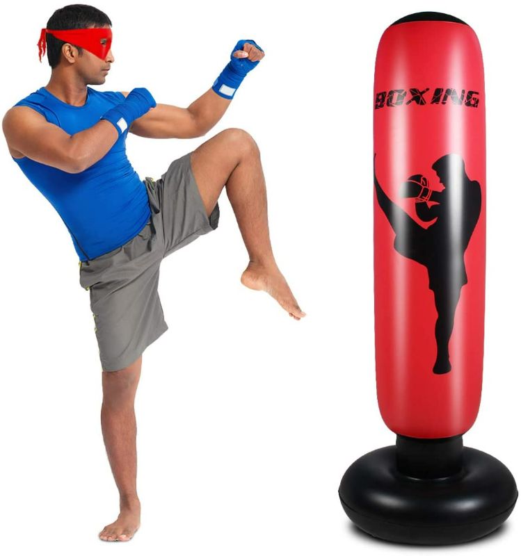 Photo 7 of Inflatable Punching Tower Bag Boxing Column Tumbler Sandbags Fitness/Training/Fun Activity, Boxing Target Bag for Children