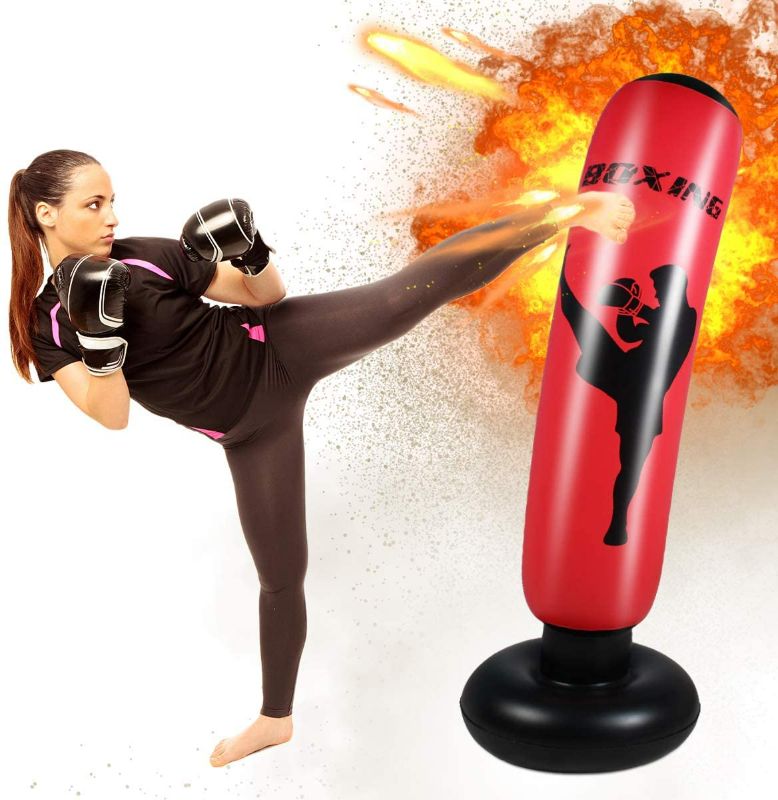 Photo 1 of Inflatable Punching Tower Bag Boxing Column Tumbler Sandbags Fitness/Training/Fun Activity, Boxing Target Bag for Children