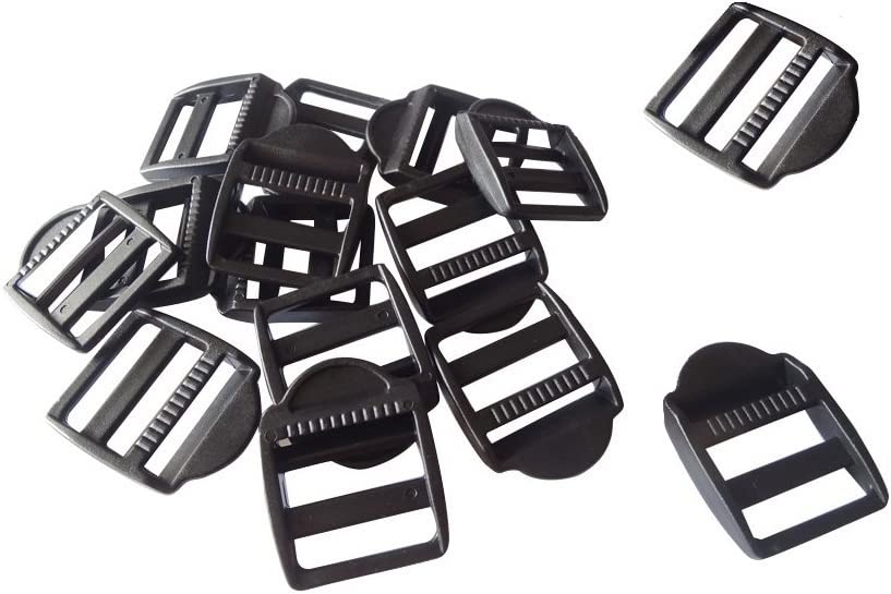 Photo 2 of D DrNeeko 20 Pcs 1" (25mm) Plastic Tension Locks Triglide for Belt Backpack Camping Bag Belt Suitcase (Black)