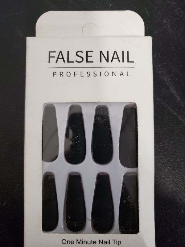 Photo 6 of Outyua Black Super Long Matte Press on Nails Coffin Ballerina Fake Nails Designer Acrylic Extra Long False Nails Artificial Full Cover Nails Tips for Women and Girls 24Pcs (Black)
