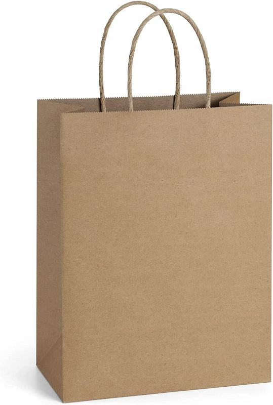 Photo 2 of BagDream 50Pcs Gift Bags 8x4.25x10.5 Brown Paper Gift Bags with Handles Bulk, Kraft Paper Bags Shopping Bags, Retail Merchandise Grocery Bags, Wedding Birthday Party Favor Bags