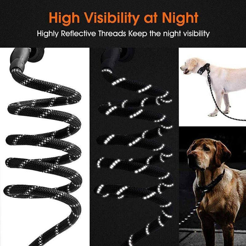 Photo 3 of 5 FT Strong Dog Leash with Comfortable Padded Handle & Highly Reflective Threads Puppy Leashes for Medium & Large Dogs (Black)