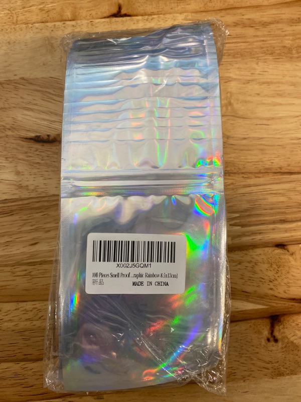 Photo 4 of 100 Pack Resealable Smell Proof Bags Mylar Bags Aluminum Foil Packaging Plastic Bag,Small Mylar Storage Bags for Candy,Jewelry,Party,Holographic Rainbow...