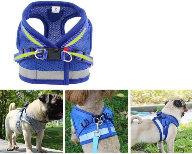 Photo 2 of Cat Dog Harness and Lead Gray Nylon Dog Harness Leash Set Reflective Small Pet Puppy Cat Vest Harnesses for Small Medium Dogs S