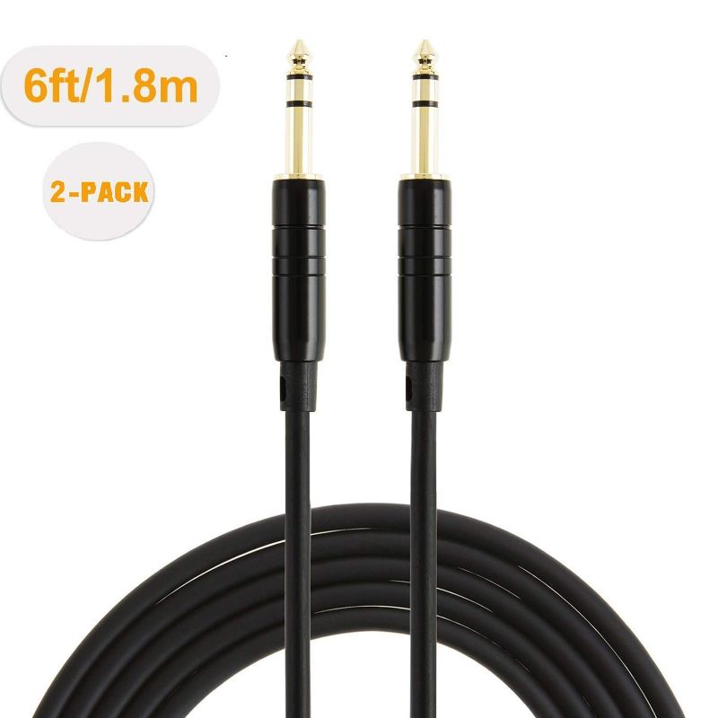 Photo 3 of CableCreation 1/4’’ TRS Cable, [2-Pack 6FT] 1/4 Inch to 1/4 Inch 6.35mm Balanced Stereo Audio Cable for Studio Monitors,Mixer,Yamaha Speaker/Receiver,Black