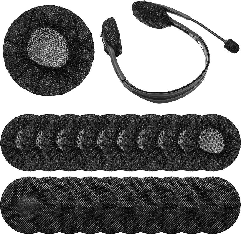 Photo 3 of 200 Pieces Disposable Headphone Covers Sanitary Headphone Ear Covers Non Woven Earpad Covers Headphone Covers for Most On Ear Headphones (Black, S, 6.5 cm/ 2.6 inch)