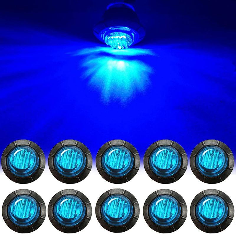 Photo 4 of  10Pcs 3/4In Round Blue LED Bullet Marker lights, Front Rear Side LED Marker Lights,LED Clearence Lights,LED Trailer Marker Lights for Trailer Truck RV Car Bus Van Pickup ATV Boat Caravan