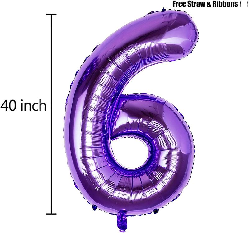 Photo 2 of 40 Inch Purple Jumbo Digital Number Balloons 6 Huge Giant Balloons Foil Mylar Number Balloons for Birthday Party,Wedding, Bridal Shower Engagement